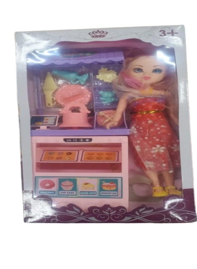 FairyFrolic دمية فيري فروليك البلاستيكية مع عربة الكعك - لعبة ممتعة للعب الأدوار، مصنوعة من مواد متينة وآمنة، مناسبة للبنات والأولاد من عمر 3 سنوات فما فوق. - Image 2